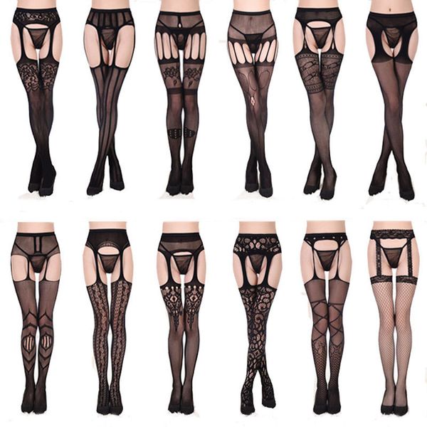 

black fishnet stockings pantyhose tights suspender stockings women underwear bodystocking lingerie pants women clothes wholesale, Black;white