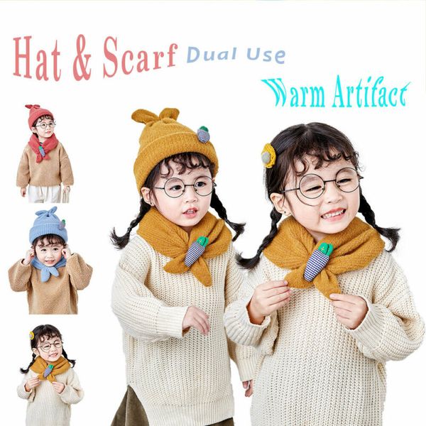 

sweet infant girl kids winter scarf dual use pompom ball baby knitted hat cap newborn pgraphy props baby hats baby bonnet, Yellow