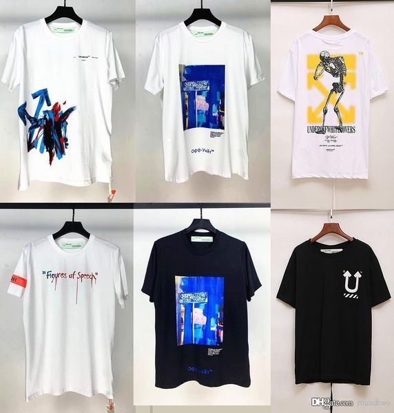 

2020 arrow brushed classic logo print t shirt men women off couple summer casual street t-shirt designer white t shirts, White;black