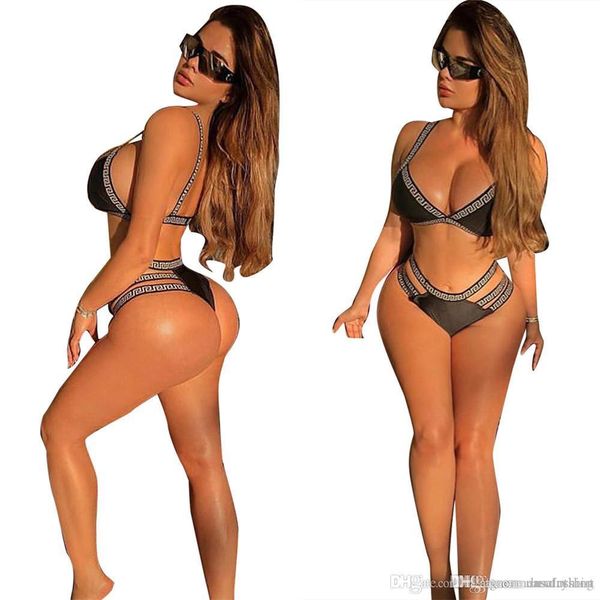 

new womens designer 2pcs swimsuit summer printed bikinis lady bathing clothes women beach swimwear female fashion clothing, White;black