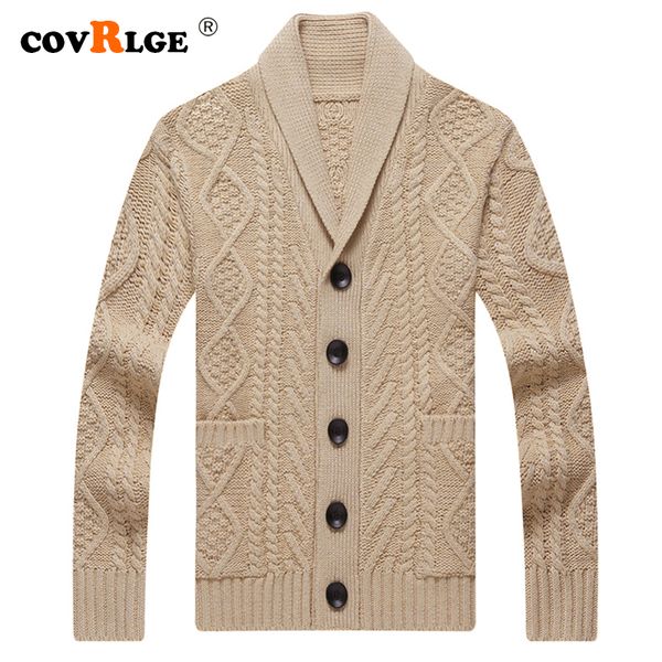 

covrlge men's fleece sweater 2019 autumn winter casual slim fit button knitted mens thick warm sweaters coat men -4xl mwk005, White;black