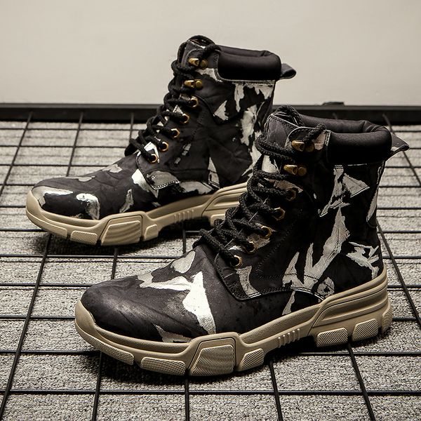 

2019 new autumn and winter men's handmade ankle boots leather fashion snow boots super quality male designer work, Black