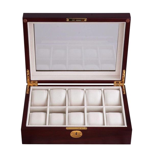 

fashion lightweight jewelry storage anti scratch wood gifts organizer watch case luxury shockproof durable display protective, Black;blue
