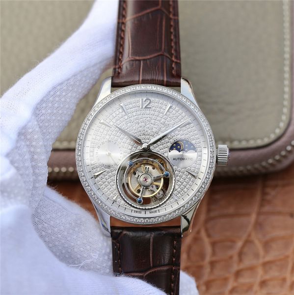 

eq manual 3310 tourbillon reloj de lujo men's watch designer watches leather band tourbillon mechanical movement luxury watch, Slivery;brown