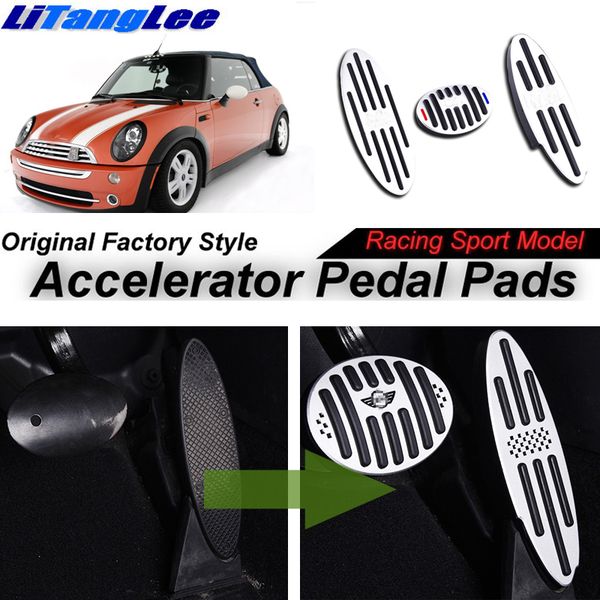 

litanglee car accelerator pedal pad cover for mini one first cooper hatch convertible r50 r52 r53 2000~2008 at foot throttle