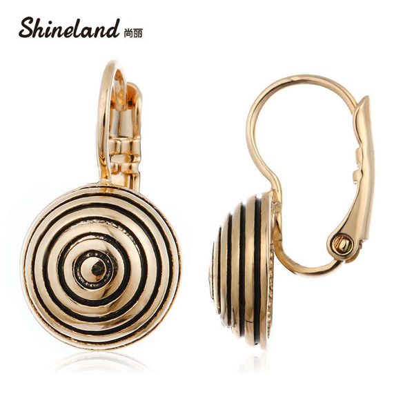 

shineland new gold /white gold /rose gold-color round stripe drop earrings women fashion jewelry accessories, Silver