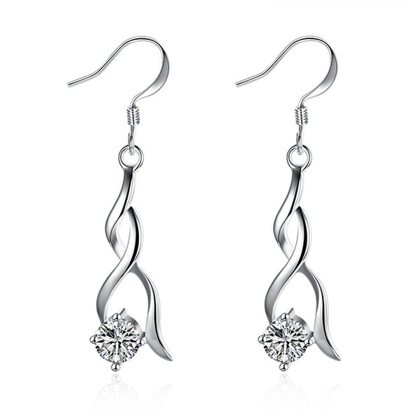 

plated sterling silver twisted phase stone earrings djse182 size 4.3cm*1.0cm;women's 925 silver plate dangle & chandelier jewelry earri