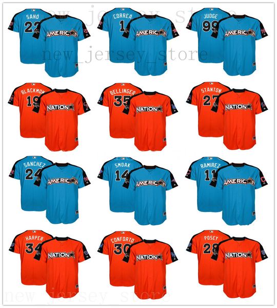 

2017 all-star game jerseys stitched 41 sale 24 sanchez 28 posey 34 harper 1 correa 12 lindor 35 bellinger 99 judge 14 smoak 4 molina, Blue;black