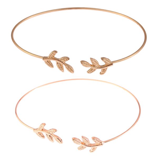 

2x open bracelets cuff bracelet leaf bangle bangle bracelet arm jewelry, Golden;silver