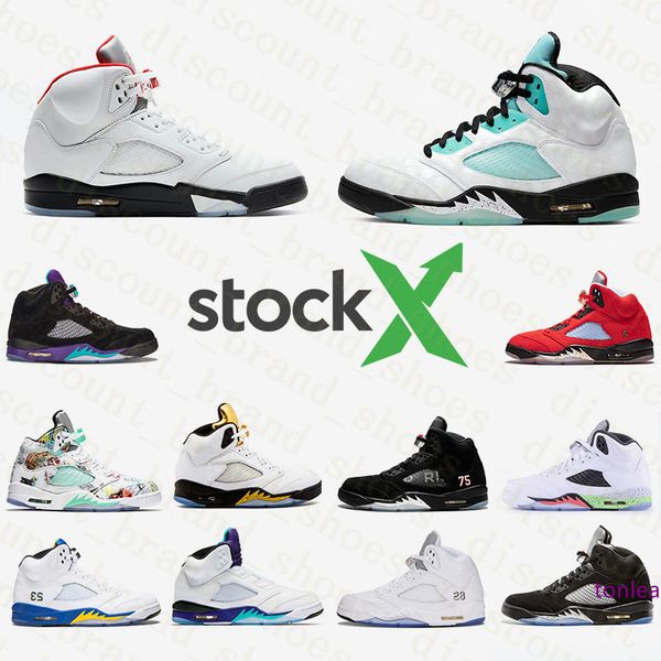 

stock x 2020 newset fire red 5 mens basketball shoes island green white cement black grape laney men trainers sports designer sneakers 40-47