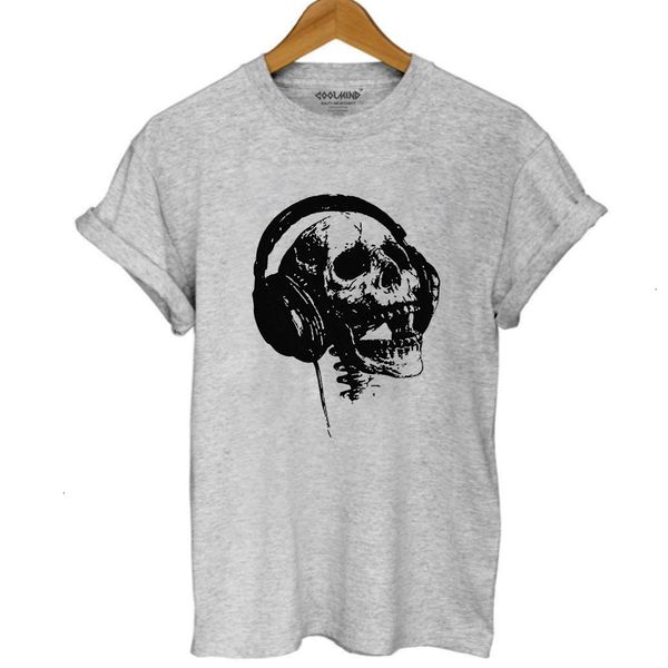 

women clothing women designer shirts coolmind sk0220b 100% cotton casually detached skull printed women t short cool womens t shirt, White