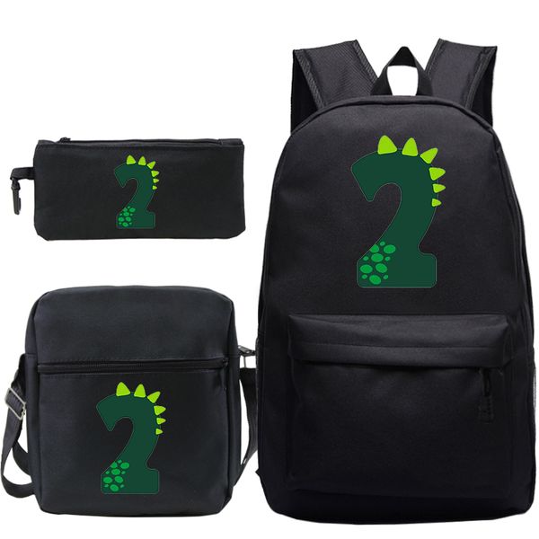 

школьные сумки 3 шт набор рюкзак пенал crossbody сумки для мальчиков 0-9 цифровой динозавр kawaii bagpack дети маленькая сумка книжный мешок