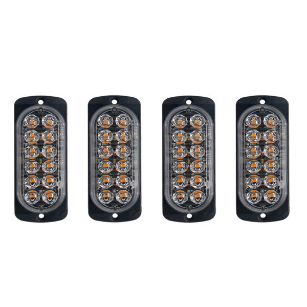 

4 pcs 12-led amber flash flashing recovery strobe car emergency signal led orange grill breakdown light fog light beacon