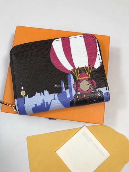 

zippy coin purs fire balloon pattern for women daily package casual change purse wallets accommodate small change credit cards bills, Red;black