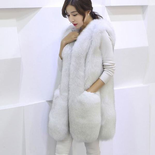 

новый 2019 зима женская искусственного меха пальто искусственный мех жилет теплые жилеты femme куртки плюс размер 5xl теплый поддельные жиле, Black