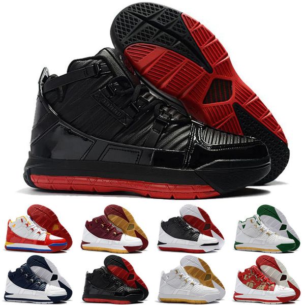 

lebron 3 home men basketball shoes james 3 white navy superbron zoom ctk men designer sports sneakers, Black