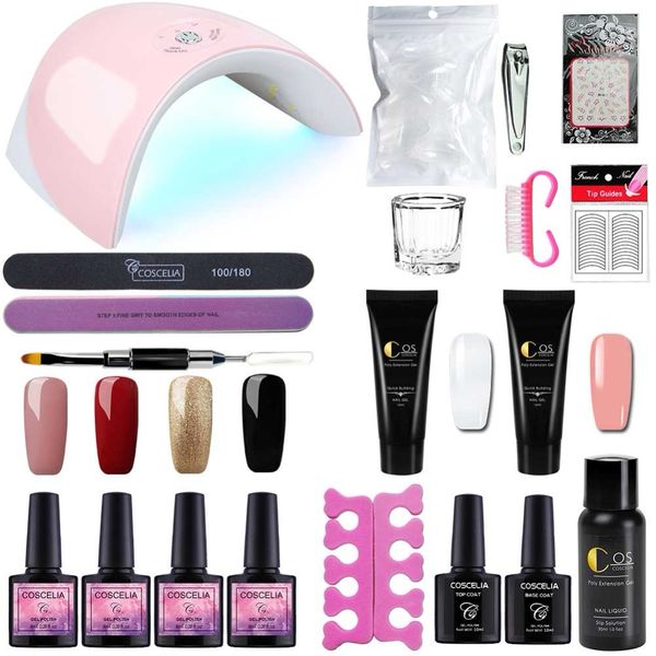 

15ML Acrylic Poly Gel Set Fast Extension Crystal Jelly Polygel Nail Camouflage UV LED Builder Gel Nail Art Lamp Kit