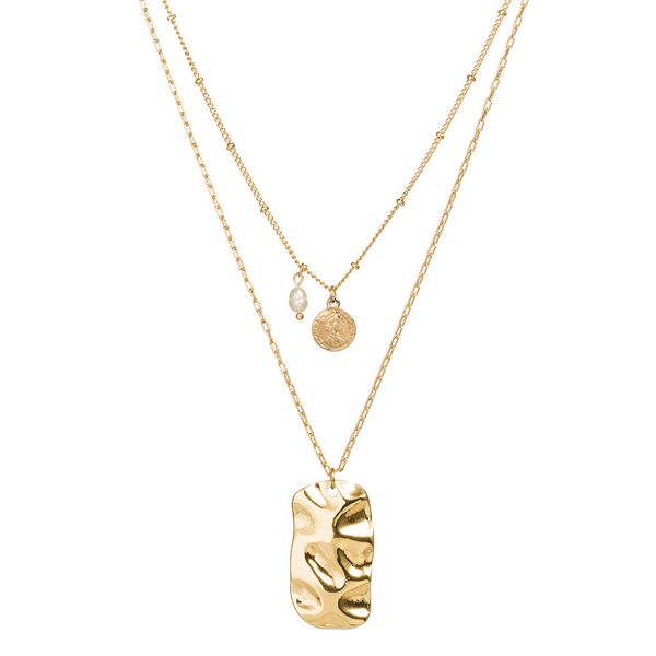 

sandy beach multi-storey necklace personality natural stone letters a head pearl pendeloque cut, Silver