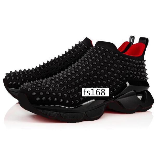 

2020 плоские кроссовки дизайнерские мужские красные подошвы обувь женская заклепка колючий носок младшие шипы плоские туфли 2, Black