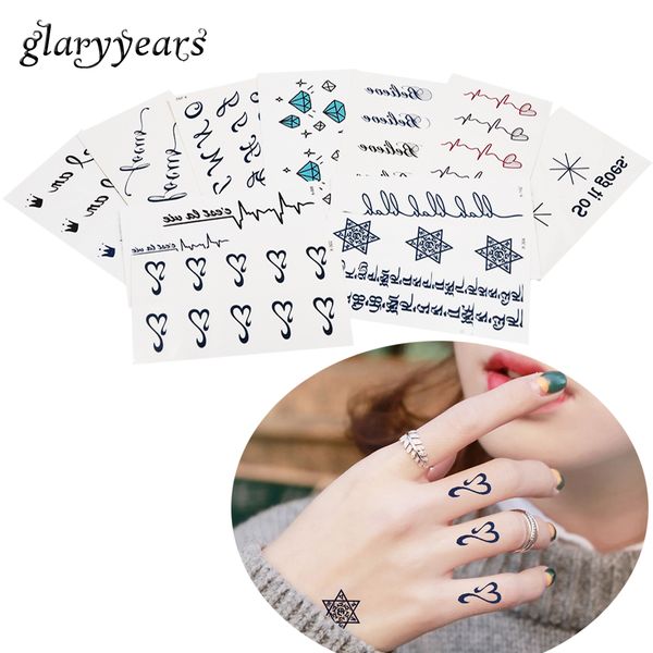 Acheter 1 Pièce Alphabet Noir Motif Tatouage Temporaire Doigt Poignet Bas Art Body Sticker Je Taime Foi Coeur Decal Papier Word De 272 Du