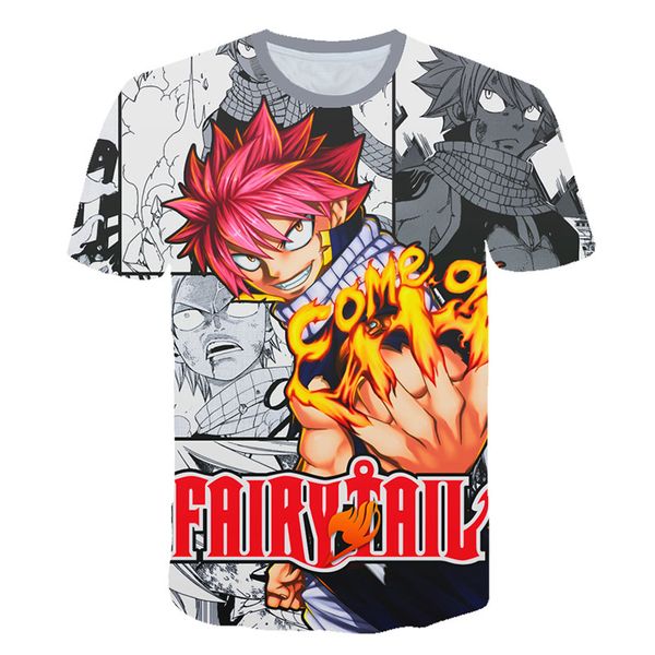 

cartoon cartoon fairy tail 3d printed t shirt summer children boys and girls handsome short-sleeved, Blue