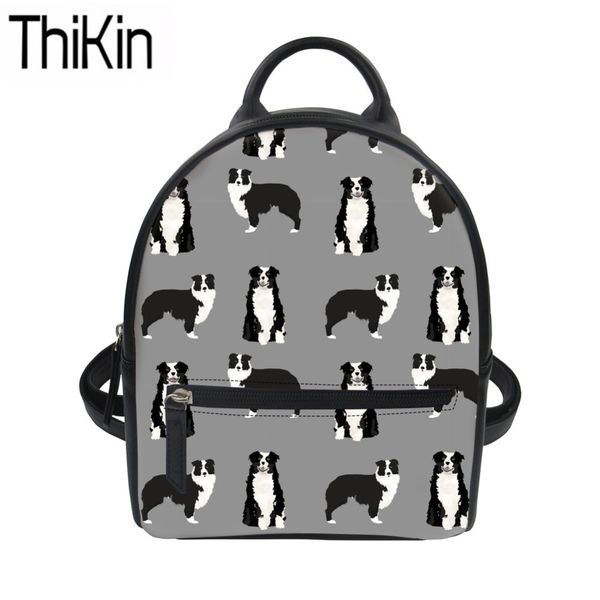 

thikin shoulder backpacks women australian shepherd printing pu leather backpack ladies mini bagpack for travel fashion bags