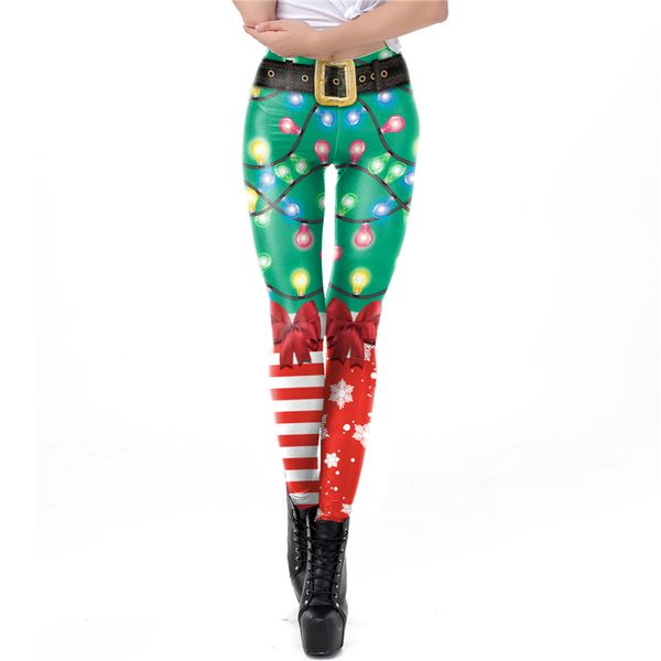 

new christmas fashion snowflake stripes pattern fashion nine pants leggings cosplay halloween ladies trousers costume, Silver