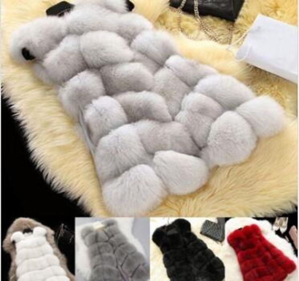 

womens winter faux fox fur gilet waistcoat jacket coat vest outwear gilet women warm gilets outwear long slim vest faux fox fur, Black