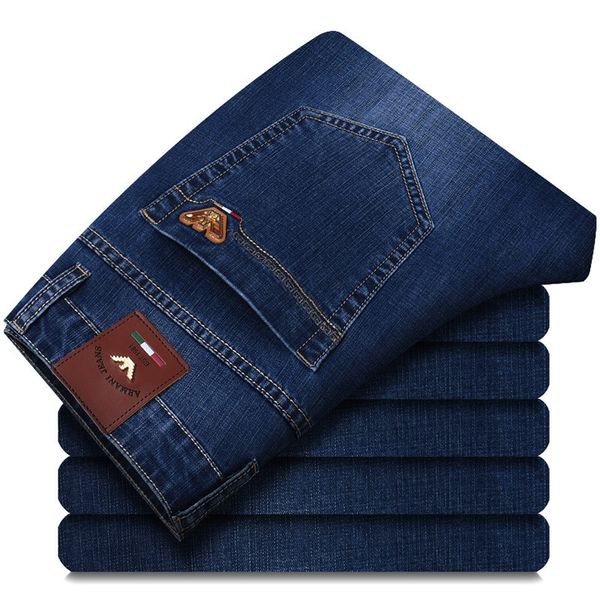 

mens designer high-end season thin business straight jeans men, Blue