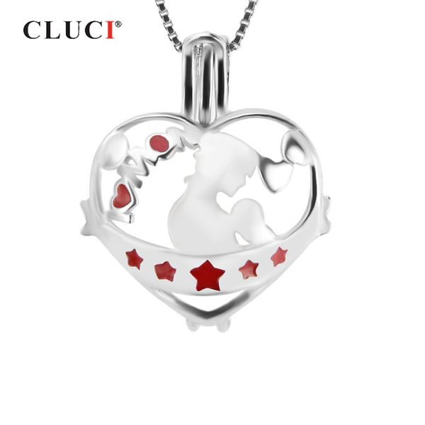 

cluci 925 women sterling silver cage pendant for necklace jewelry making women mother's day gift pearl locket