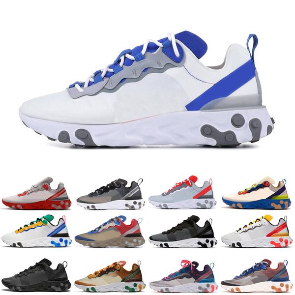 

react element 55 87 bred running shoes men women triple black white tour yellow green bred mens trainers outdoor sports sneakers