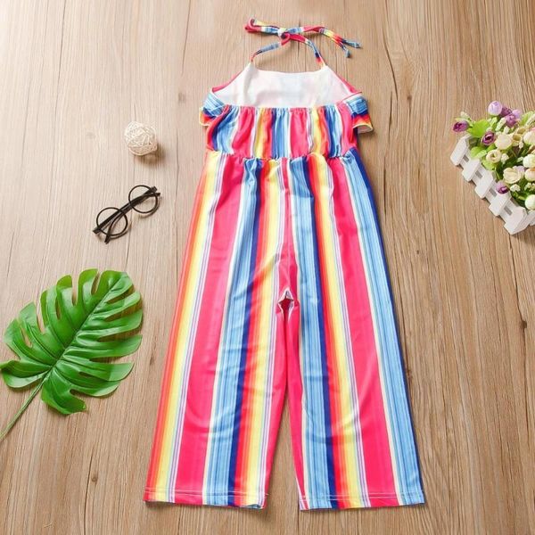 

baby girls summer striped print suspenders rompers style 2020 new, Blue