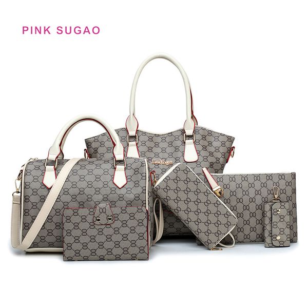 

pink sugao luxury handbags women bags designer 6pcs handbag set leather travel bag crossbody bag for women ladies tote new
