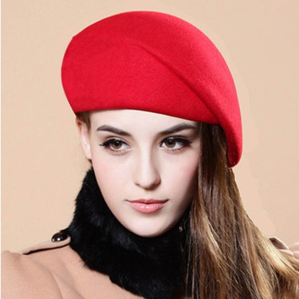 

2019 new fashion women beret hat for women beanie female cap flower trilby wool soft stewardess hat, Blue;gray