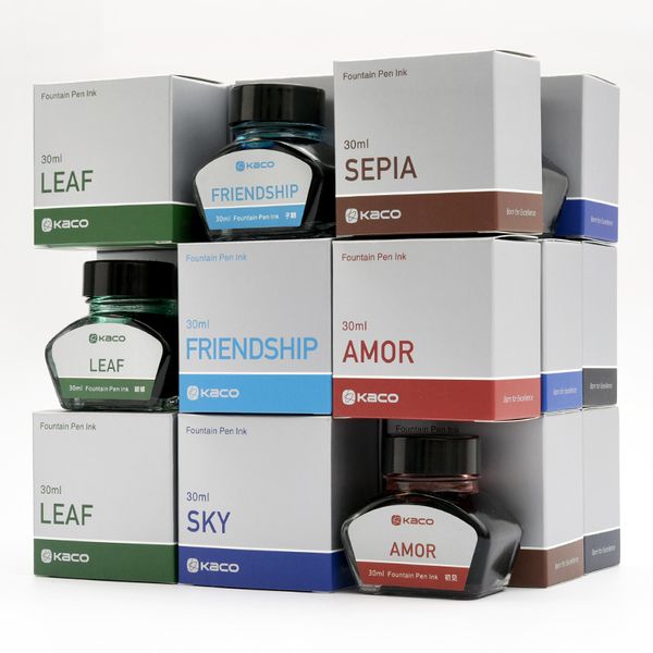 

1pc kaco 30ml color ink black blue red green brown 9 colors for choose fountain pen glass bottle ink school office supplies
