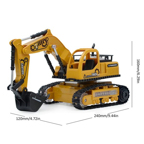 

four-channel music light rc engineering vehicles children toy gift-excavator control alloy excavator birthday gift