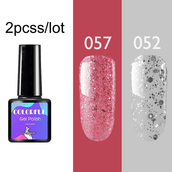 

2pc/set glitter uv gel set nail polish rose gold nude series led nail gel lacquer varnish soak off sequins polish ket, Red;pink