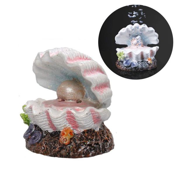 

resin crafts aquarium decoration rockery pearl shells +aquarium air pump for aquarium fish tank decoration accessories
