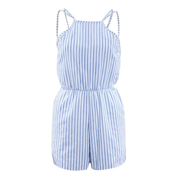 

fashion women summer beach striped jumpsuit halter backless playsuit bodycon clubwear party shorts overalls js25, Black;white