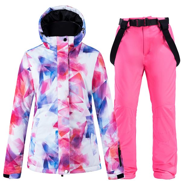

new colorful girl's snow suit jackets 10k waterproof windproof ski suit set snowboarding skiing jackets and snow pants for women