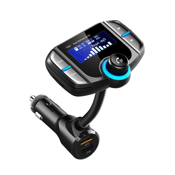 

dual usb fast charging port car bt mp3 player fm radio transmitter support quick charging music play handcall