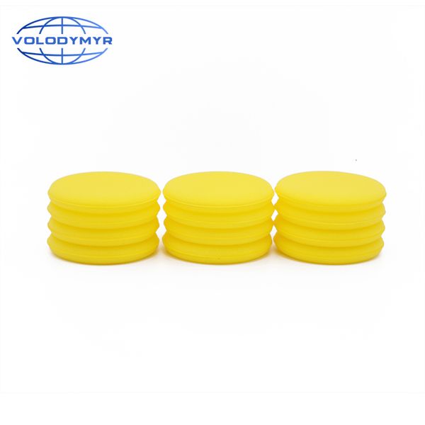 

diameter wax pad 12pcs 10cm yellow bound car sponge foam applicator cleaning tools for waxing auto care detailing