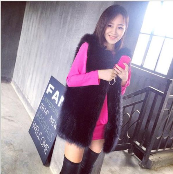 

vetement 2019 winter women's faux fur coat artificial fur vest furry vests femme jackets plus size furry fake gilet z33, Black