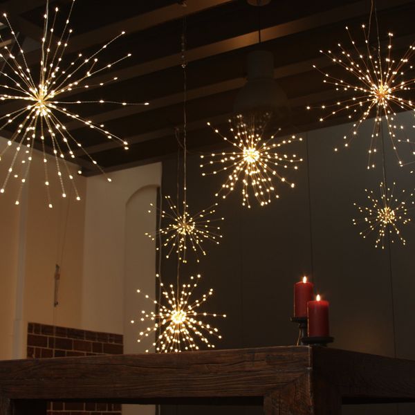 Fuochi d'artificio Luci solari a corda 200 Lampada solare a LED 8 Modalità Luci a LED Decorazione telecomando Luce NATALE per la festa di Natale GGA2519