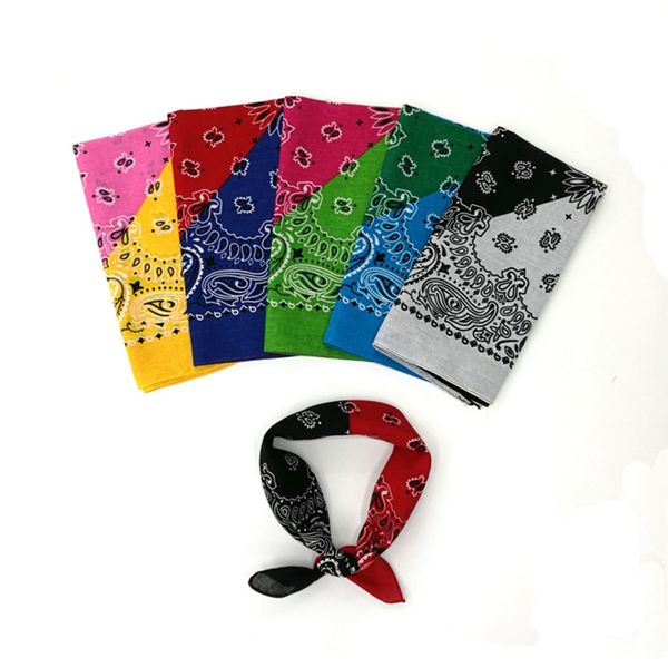

outdoor cycling hiking scarves cotton bandana square scarf 55cm*55cm paisley headband printed for women/men/boys/girls, Blue;black