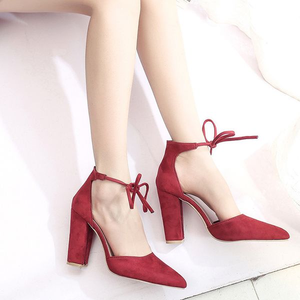 

sexy2019 cavity season single high coarse with sharp bandage shallow mouth work woman sandals rome shoe, Black
