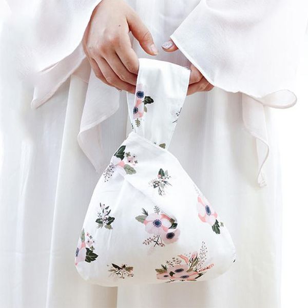 

eco friendly handbag japanese style hand bag for shopping cosmetics wrist bags simple knot bag
