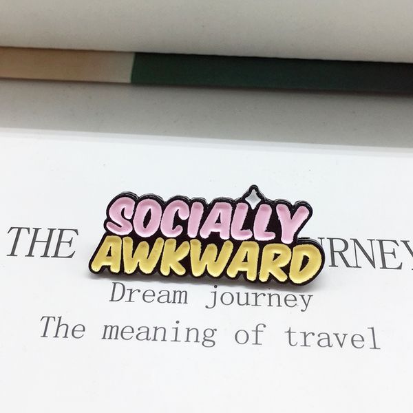 

socially awkward enamel brooch pin corsage cute women funny backpack lapel badge decor bag accessories christmas gift, Gray