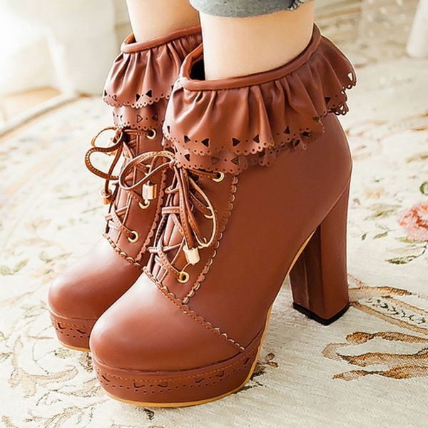 

women winter boots lace snow boots female warm fashion insole botas mujer size 35-43, Black