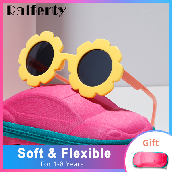 

ralferty infant girls sunglasses polarized lenses flexible flower frame kids child sun glasses anti uv shades oculos, White;black
